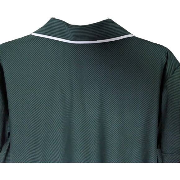 Nike Golf Mens Green Large Golf Polo Dri-Fit Stripes Snap Close Collar - Picture 12 of 12